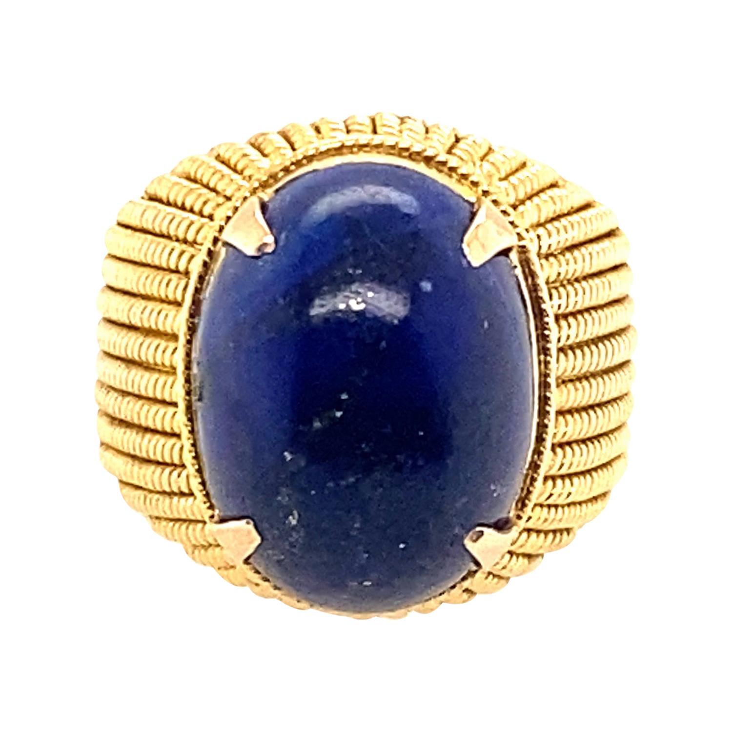 18 Karat Yellow Gold Lapis Lazuli Cocktail Ring