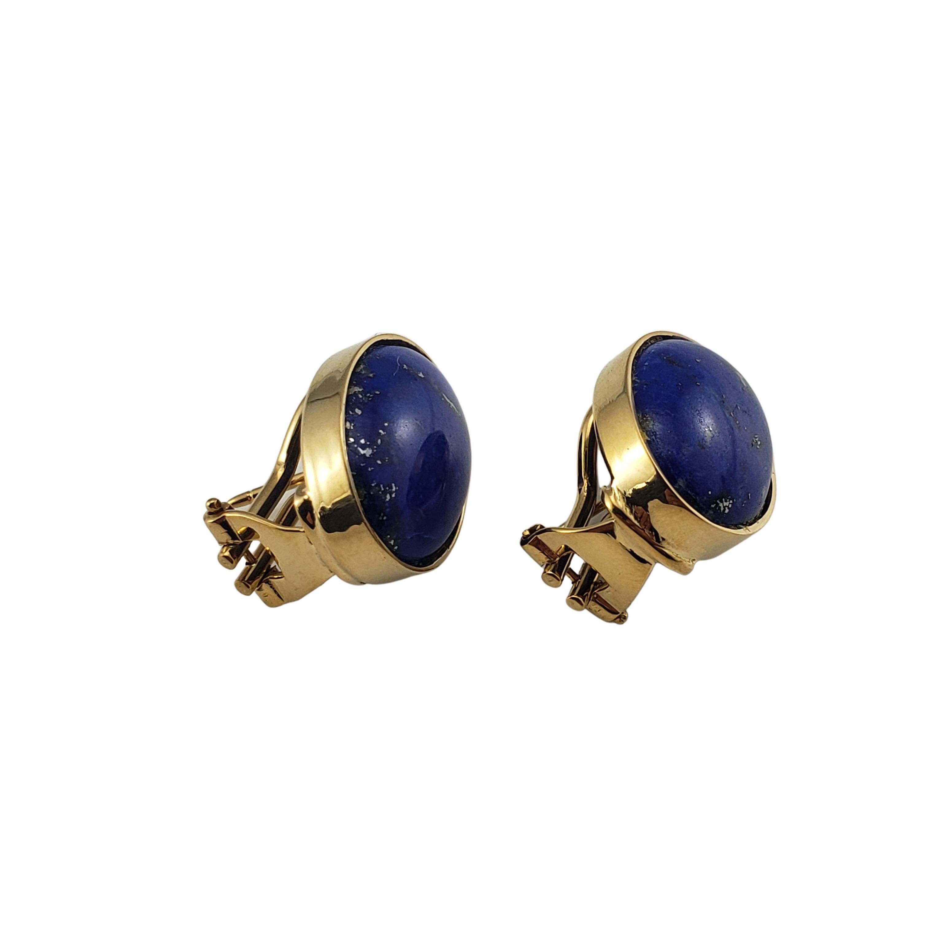 Cabochon 18 Karat Yellow Gold Lapis Lazuli Earrings For Sale