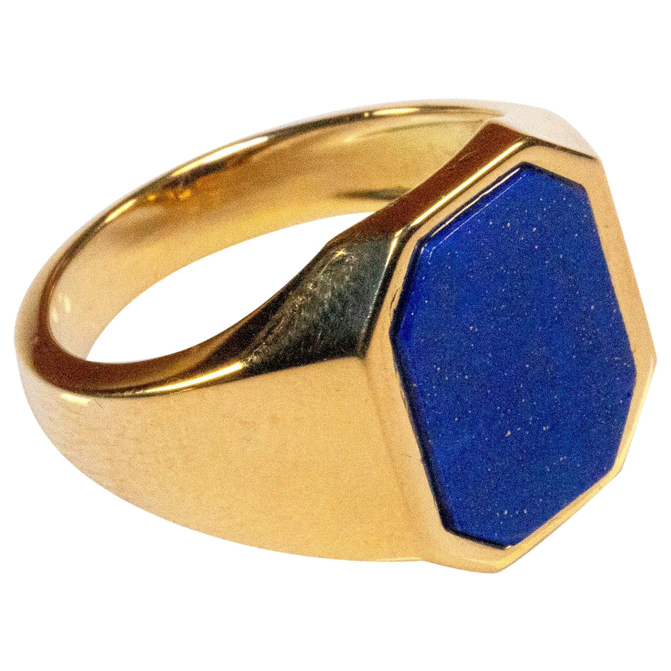 18 Karat Yellow Gold Lapis Lazuli Ring For Sale