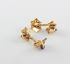 Boutons de manchette en or jaune 18 carats Lapis Lazuli Stars Mid 20th Century