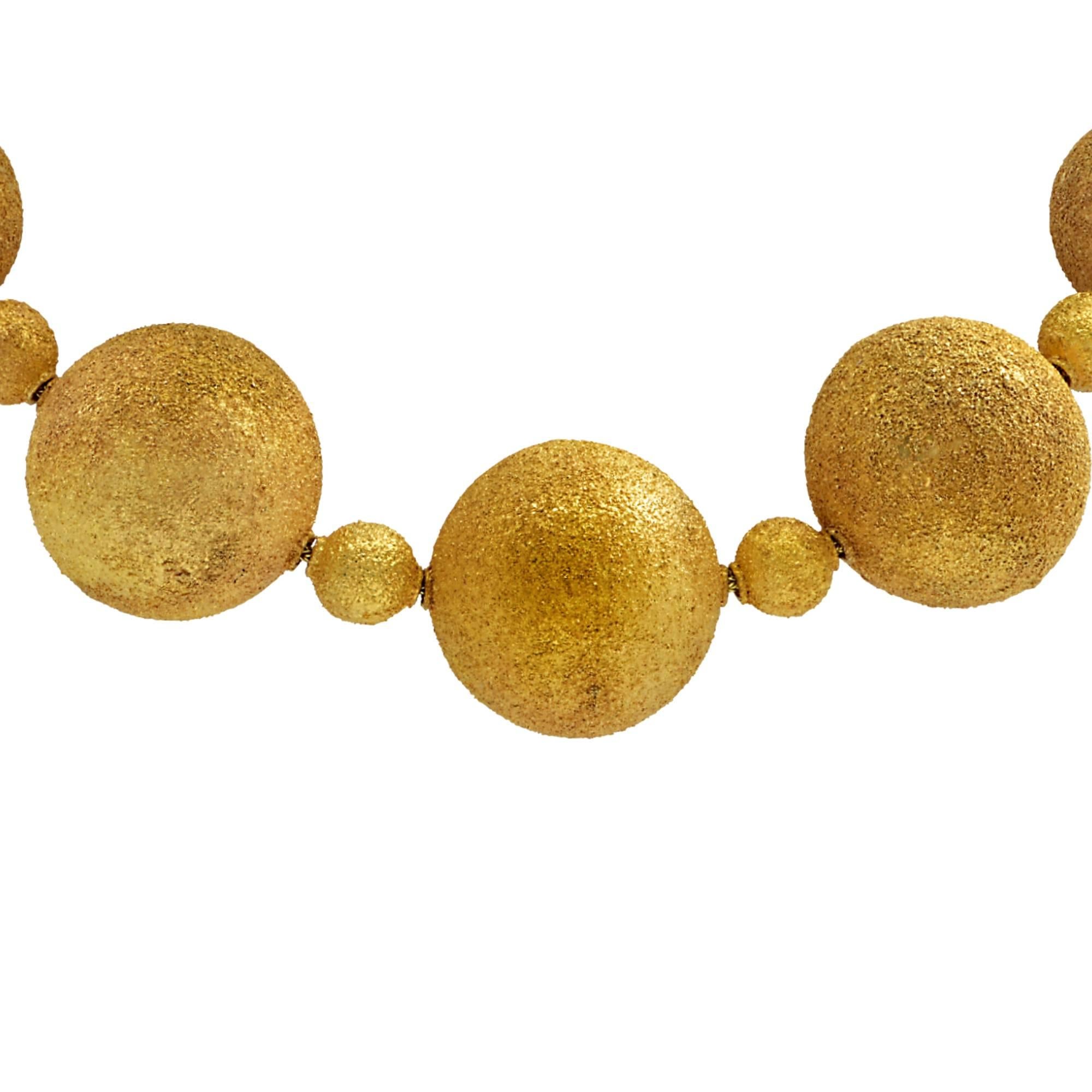 Modernist 18 Karat Yellow Gold Large Bead Necklace