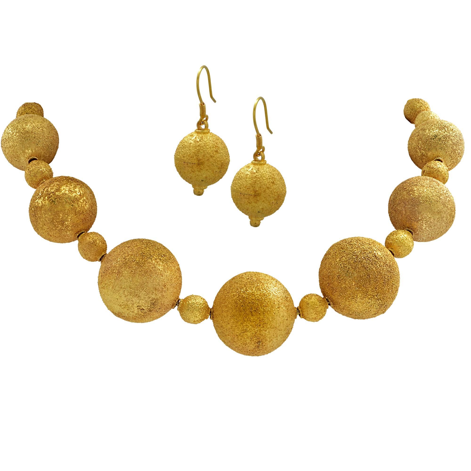 18 Karat Yellow Gold Large Bead Necklace