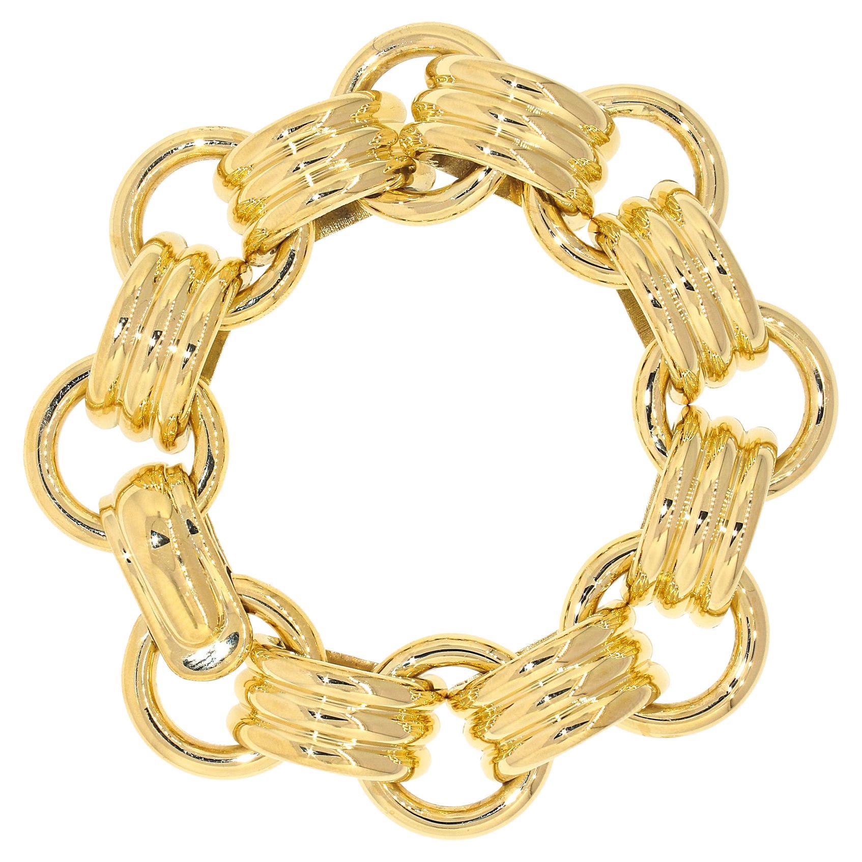 18 Karat Yellow Gold Large Link Bracelet