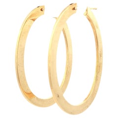 18 Karat Yellow Gold Large Modern Oval Hoop Earrings