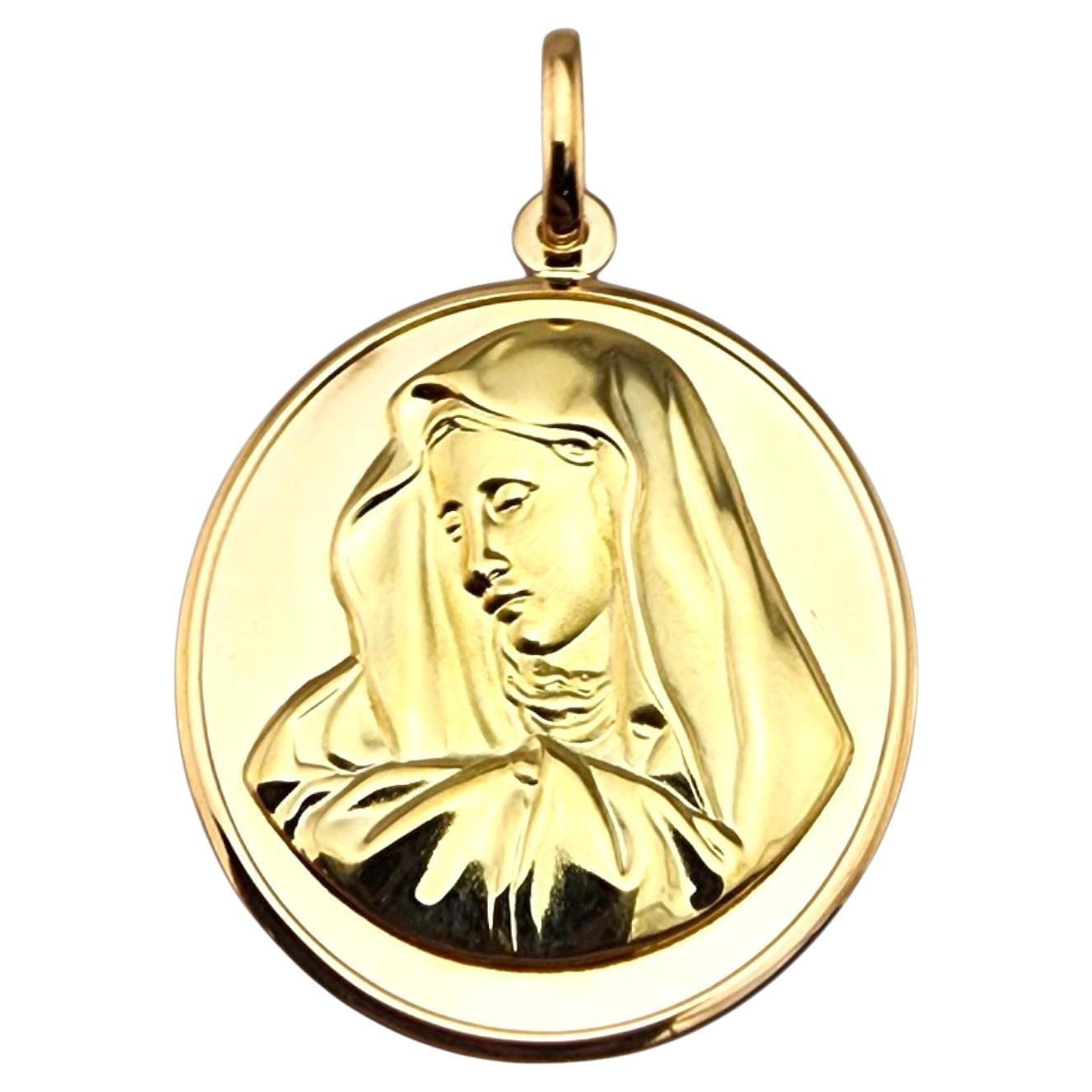 Ciondolo grande in oro giallo 18 carati della Vergine Maria Beata Madre #23164
