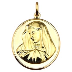 Pendentif en or jaune 18 carats Vierge Marie Sainte Mère #23164
