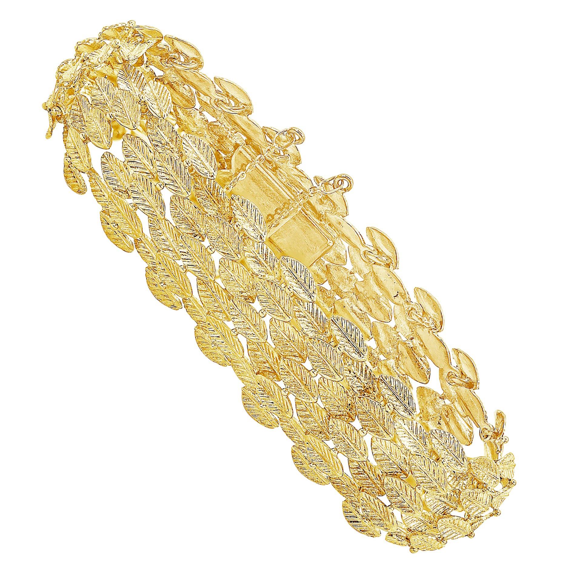 Roman Malakov 18 Karat Yellow Gold Leaf Bracelet