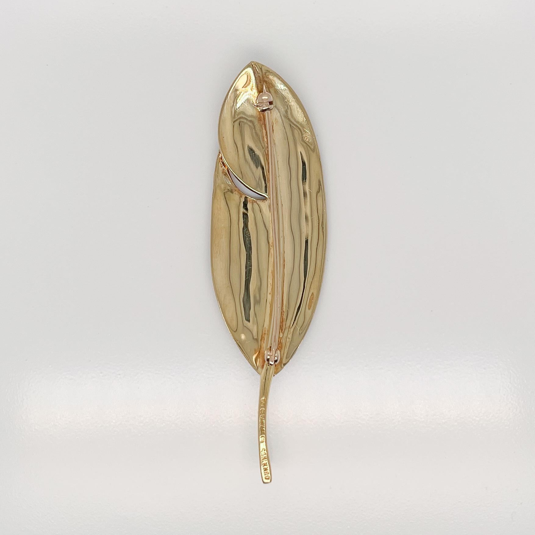 18 Karat Yellow Gold Leaf or Feather Brooch by Angela Cummings for Tiffany & Co. For Sale 9