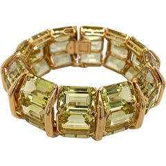 Bracelet jonc en or jaune 18 carats avec quartz citron et diamants 255,93 carats