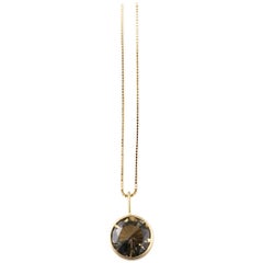 18 Karat Yellow Gold Lemon Smoky Quartz Two Stone Pendant Necklace