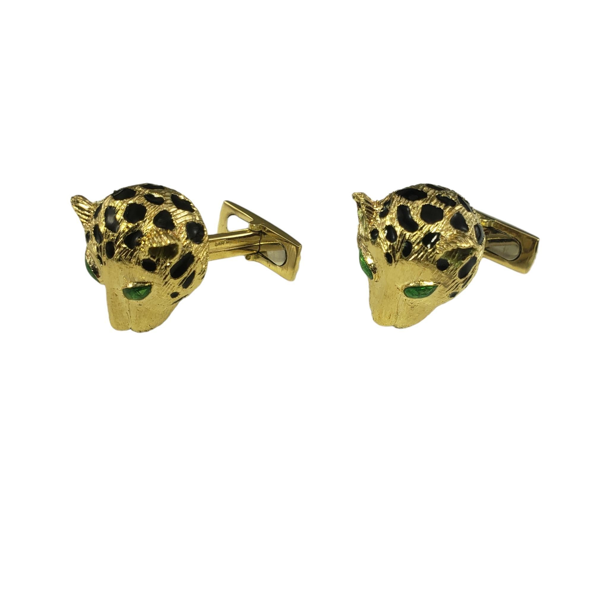 Men's 18 Karat Yellow Gold Leopard Cufflinks #16237