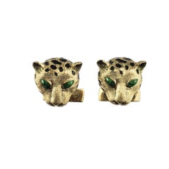 18 Karat Yellow Gold Leopard Cufflinks #16237