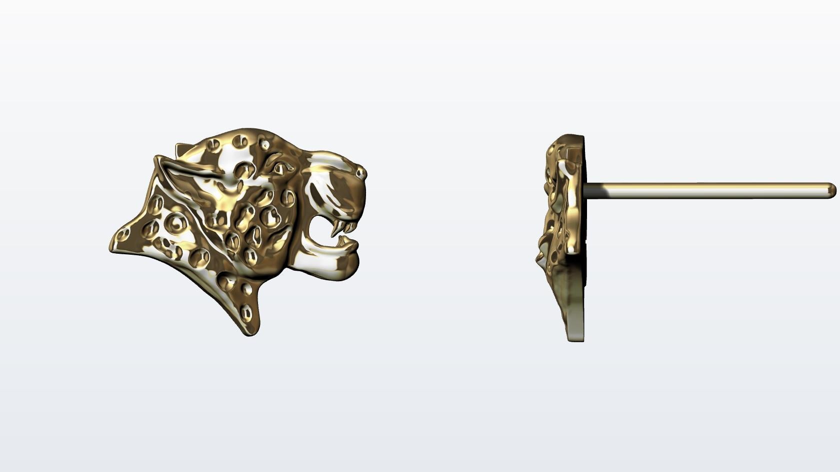Contemporary 18 Karat Yellow Gold Leopard Stud Earrings For Sale