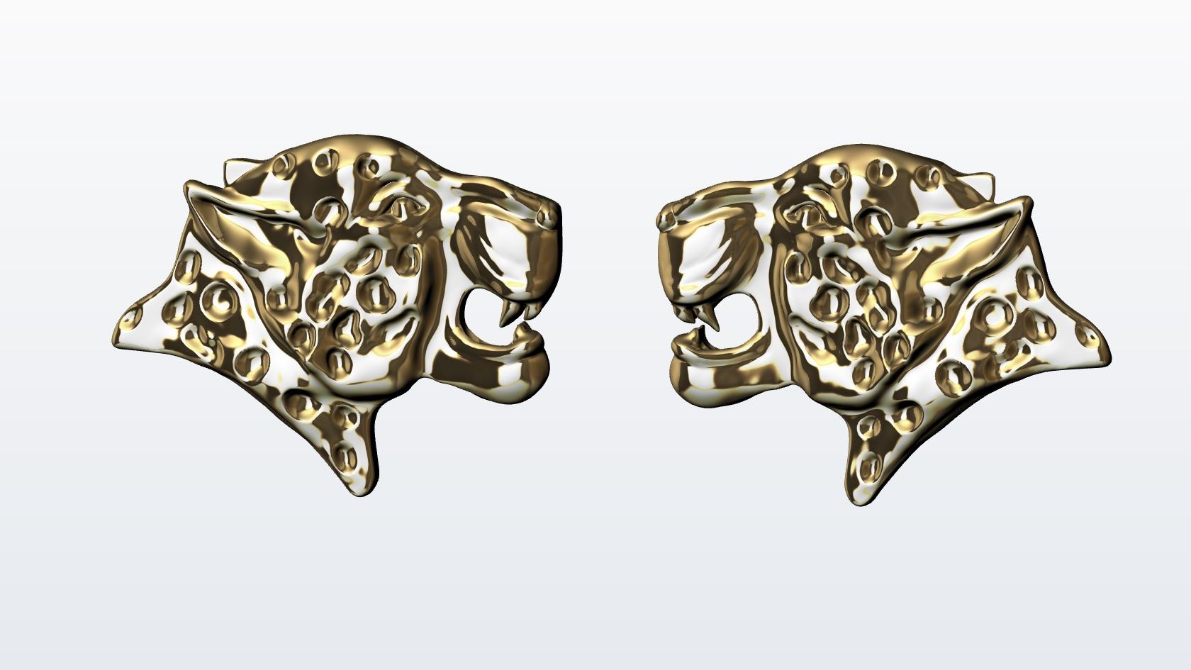 Women's 18 Karat Yellow Gold Leopard Stud Earrings For Sale