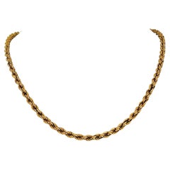 18 Karat Yellow Gold Light Hollow UnoAErreRope Chain Necklace Italy