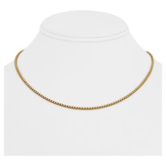 18 Karat Yellow Gold Light Thin Ladies Box Link Chain Necklace, Italy