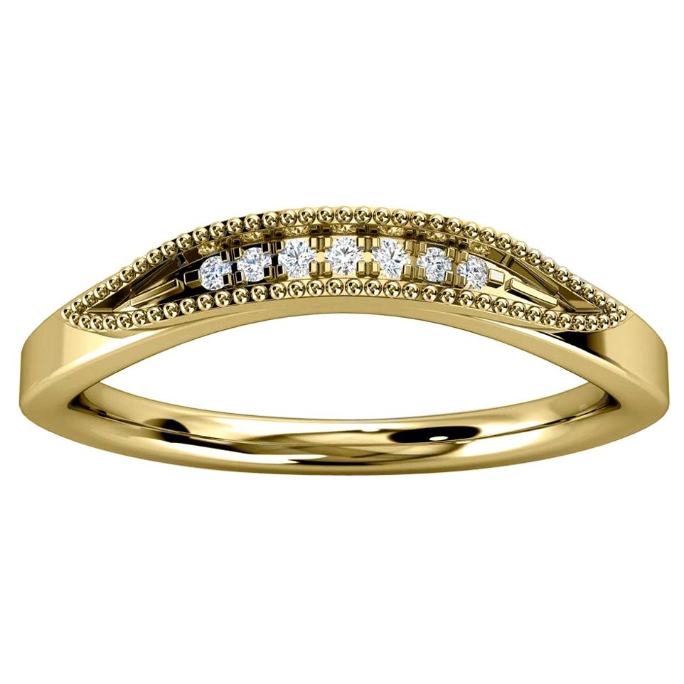 For Sale:  18 Karat Yellow Gold Lille Curved Milgrain Diamond Ring