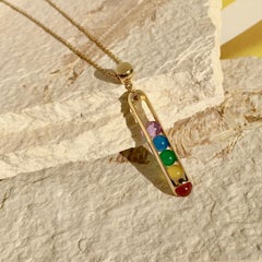 Limited Edition Melody Rainbow Unisex Chain Pendant Necklace 18k Yellow Gold