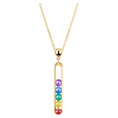 Limited Edition Melody Rainbow Unisex Chain Pendant Necklace 18k Yellow Gold