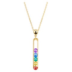 Limitierte Auflage Melody Regenbogen Unisex lange Kette Anhänger 18 Karat Gelbgold