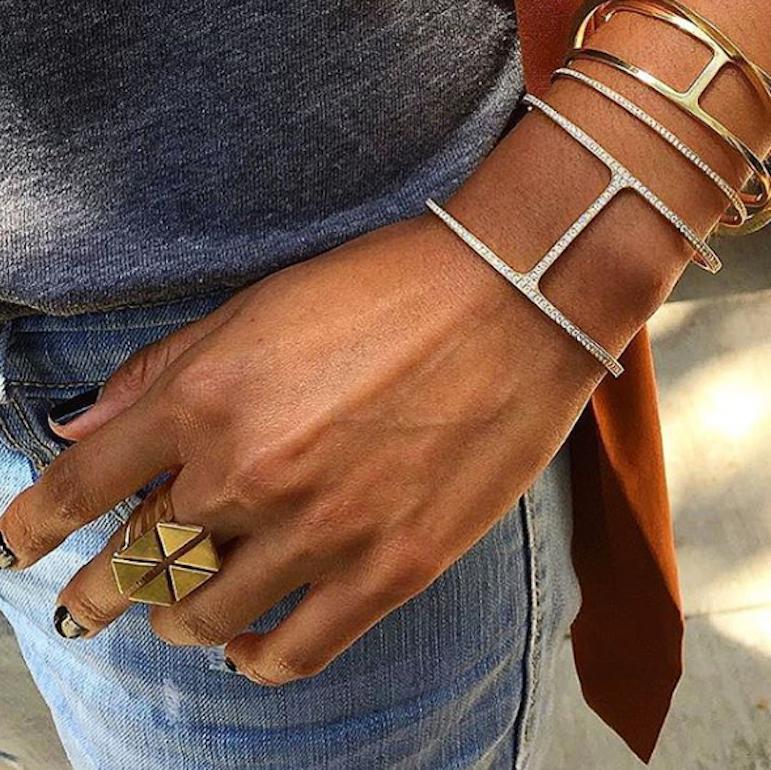 Women's or Men's 18 Karat Yellow Gold One Liner Cuff