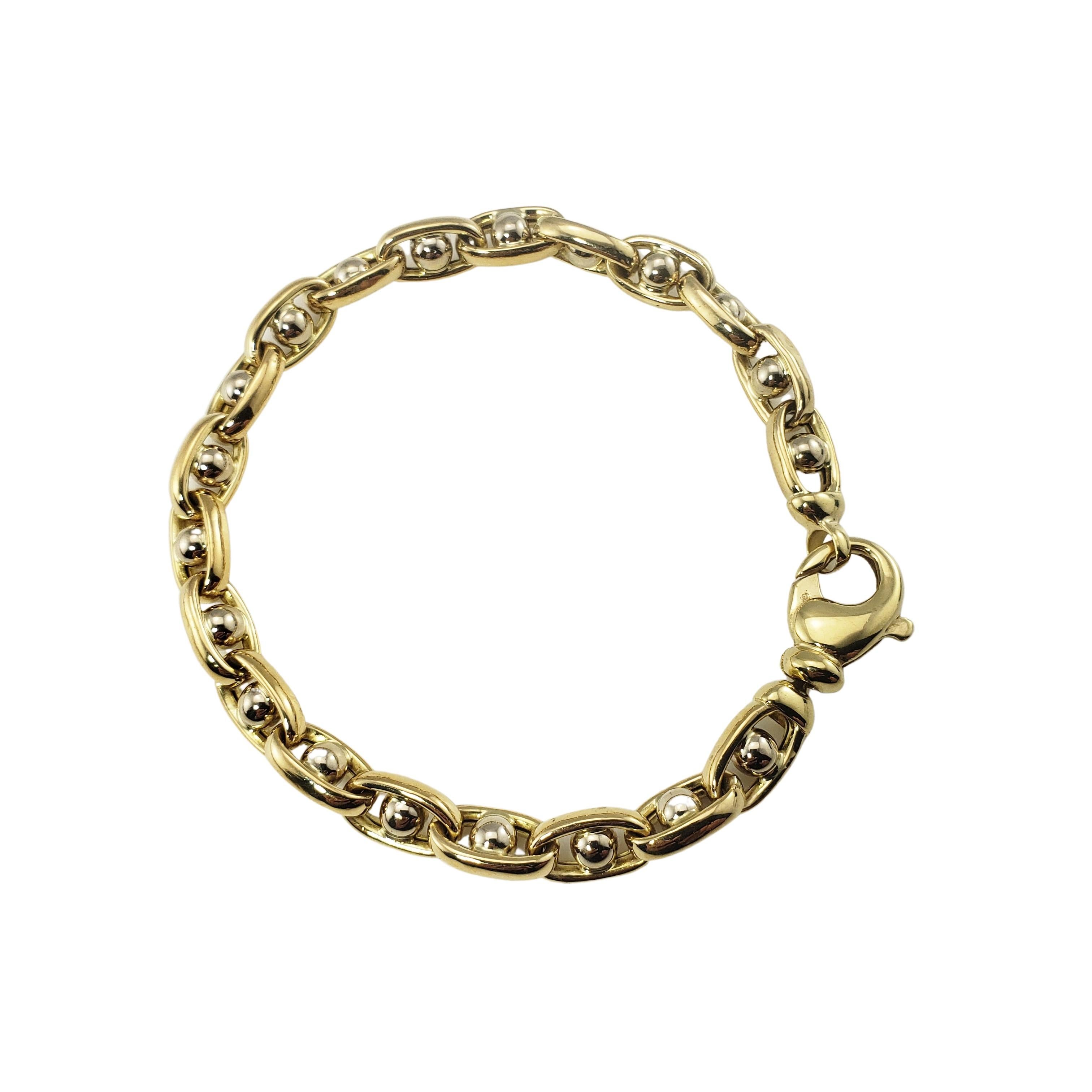 bracelet à maillons en or jaune 18 carats-

Cet élégant bracelet à maillons est réalisé dans un or jaune 18 carats magnifiquement détaillé.  Largeur :  6 mm.

Taille : 6.5 pouces

Poids :  8.1 dwt. /  12.6 gr.

Estampillé :  750

Très bon état,