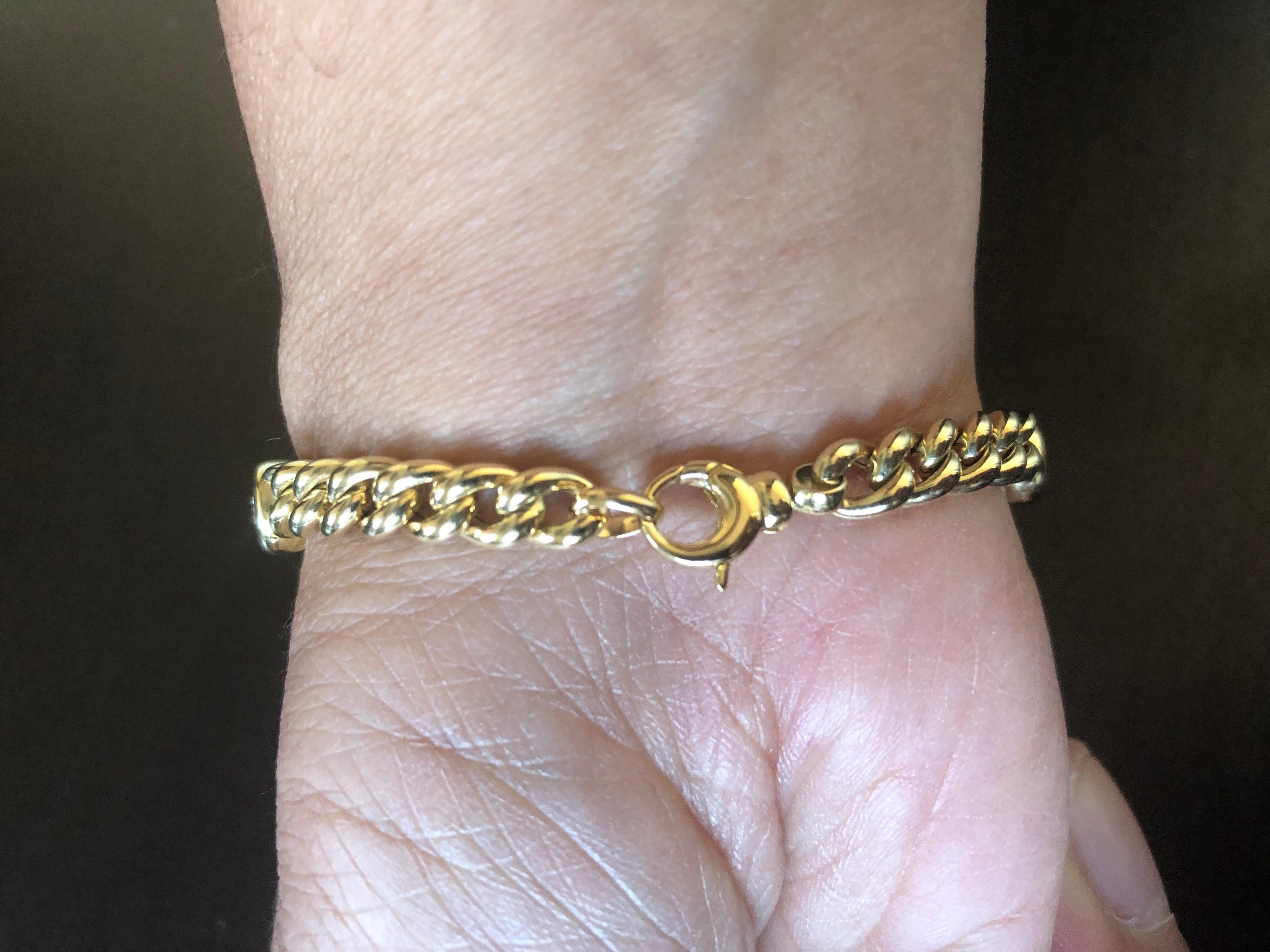 Modern 18 Karat Yellow Gold Link Bracelet For Sale
