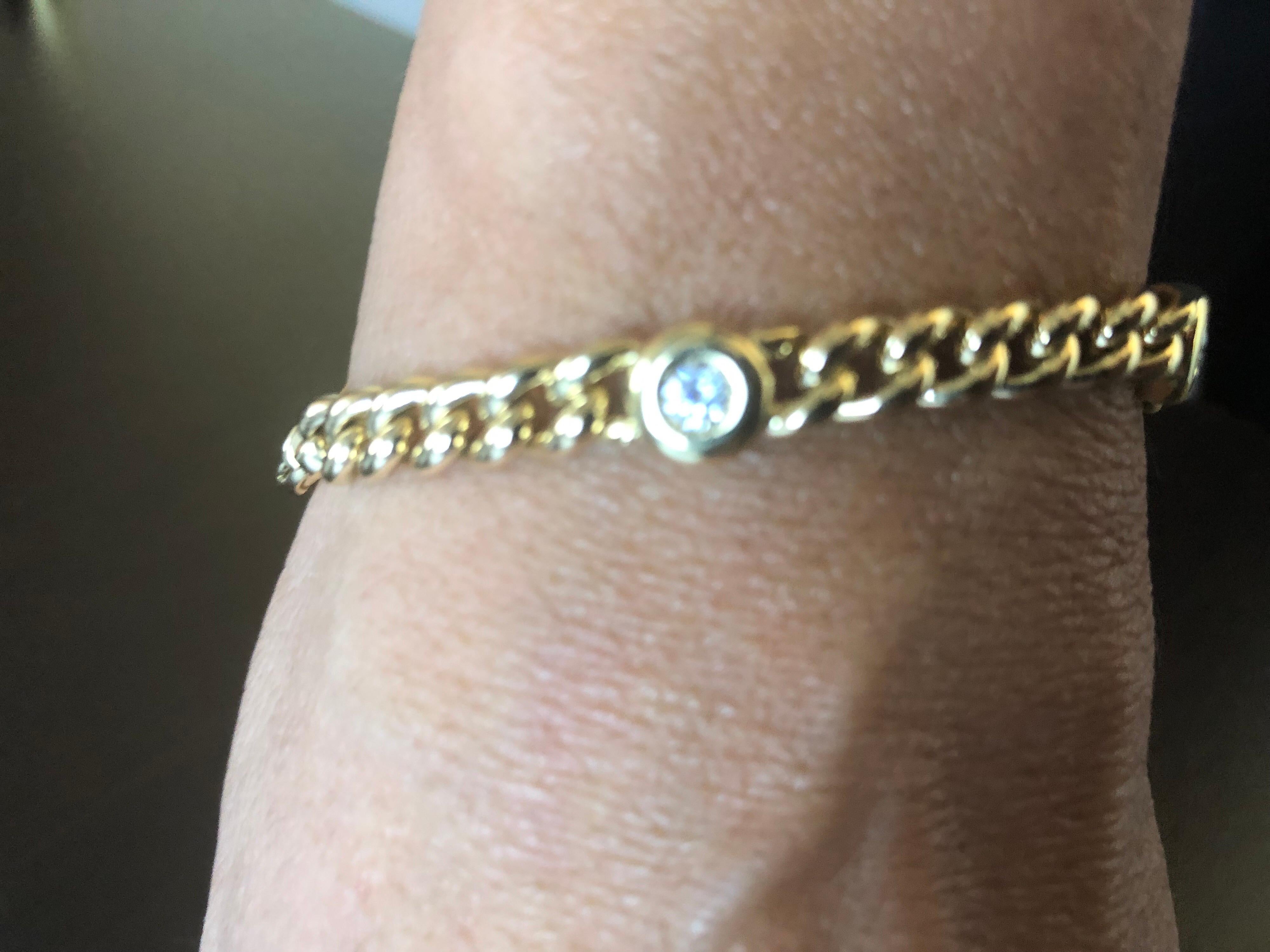 Taille ronde Bracelet à maillons en or jaune 18 carats en vente