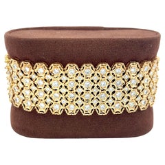 18 Karat Yellow Gold Link Bracelet with 9.2 Carat Round H-SI Diamonds