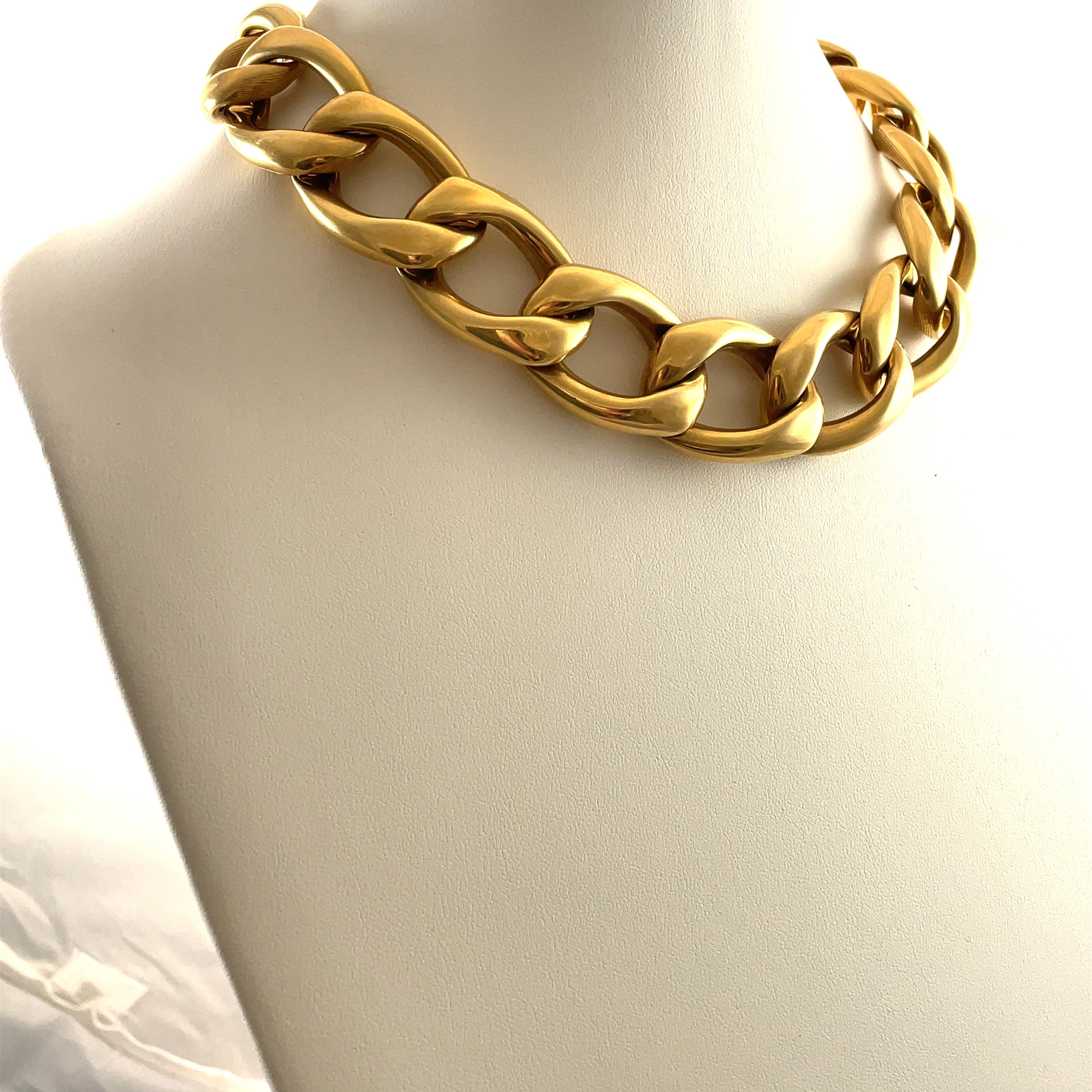 Retro 18-Karat Yellow Gold Link Chain Necklace 196.35 Grams