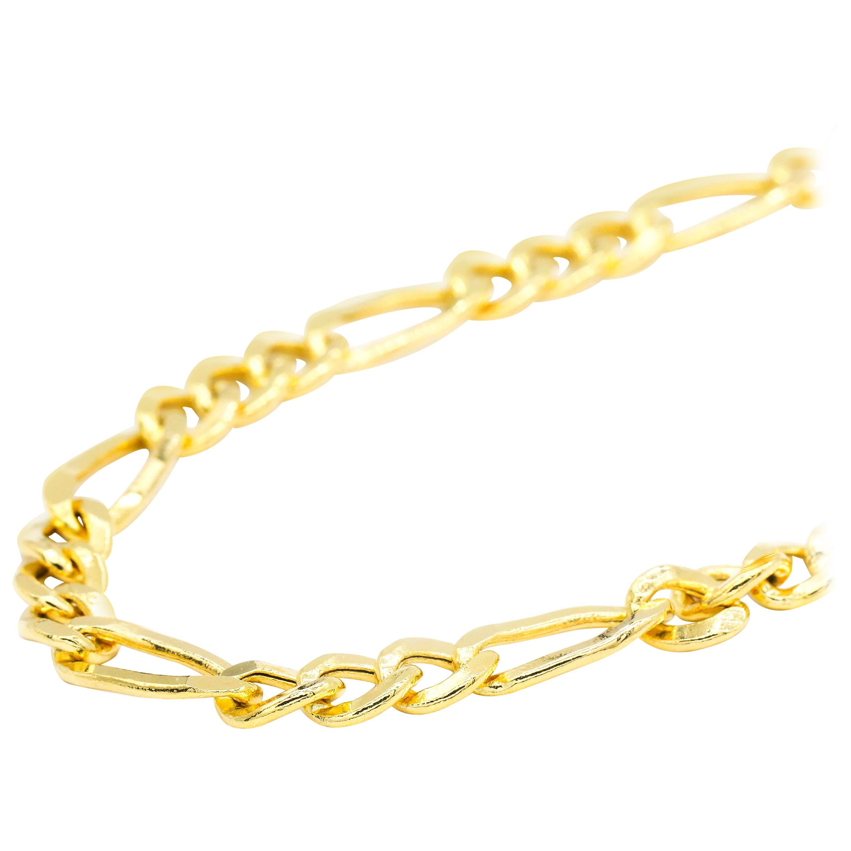 18 Karat Yellow Gold Link Chain Necklace Estate Jewelry
