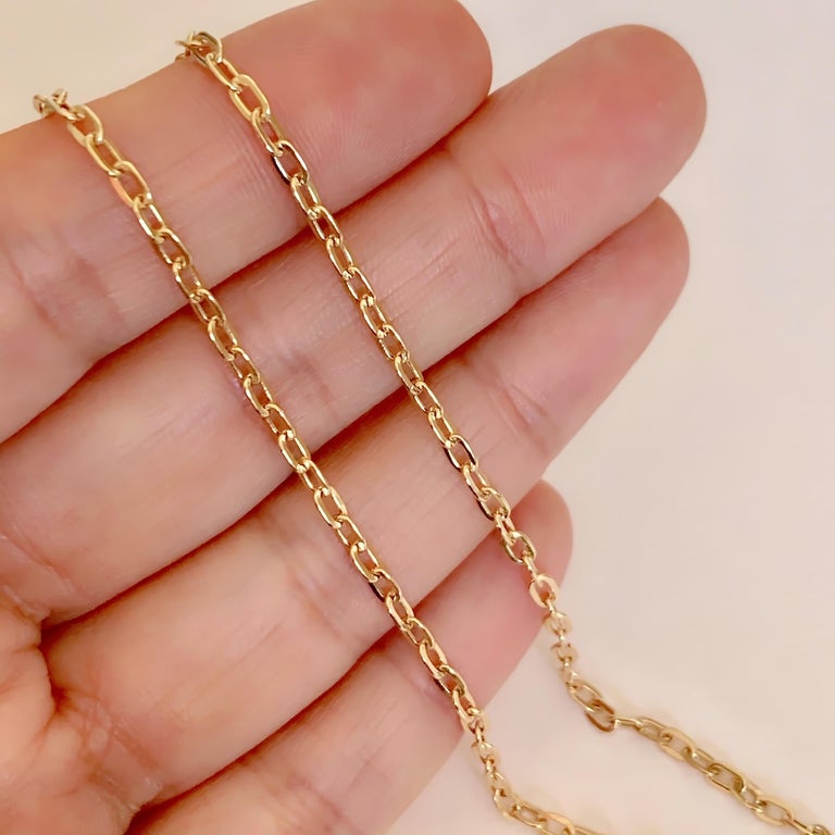 18 Karat Solid Yellow Gold Link Chain Necklace 40cm For Sale 1