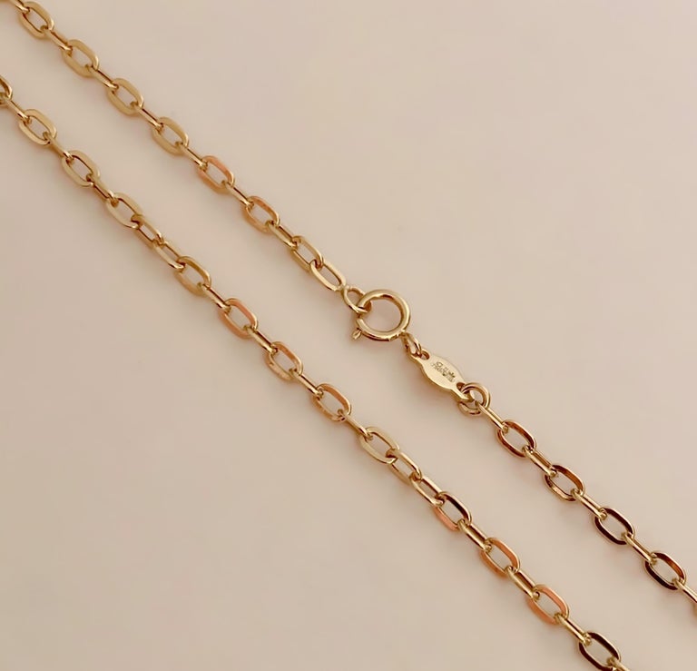 Women's or Men's 18 Karat Solid Yellow Gold Link Chain Necklace 40cm For Sale
