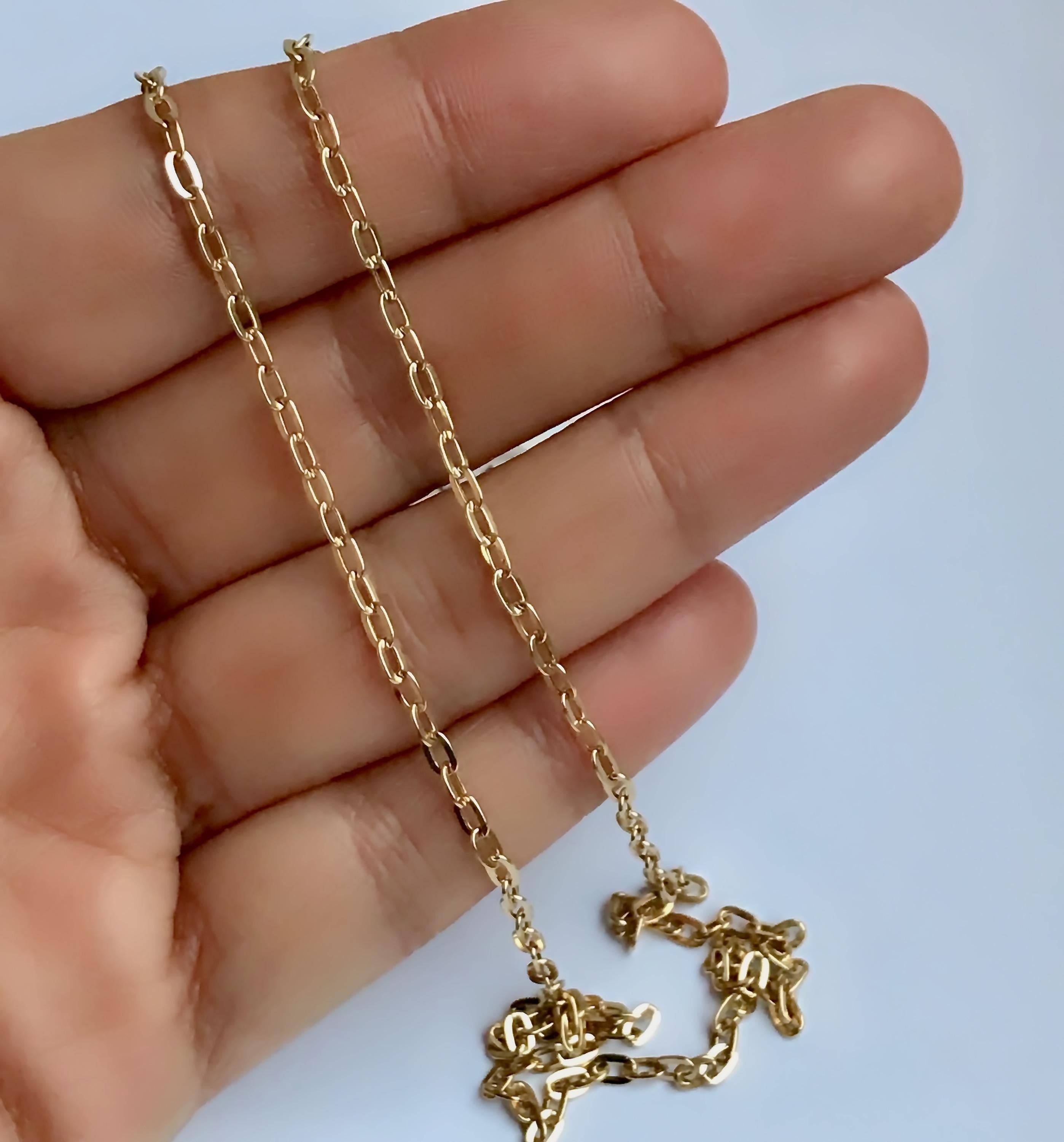 Women's or Men's 18 Karat Yellow Gold Link Chain Necklace