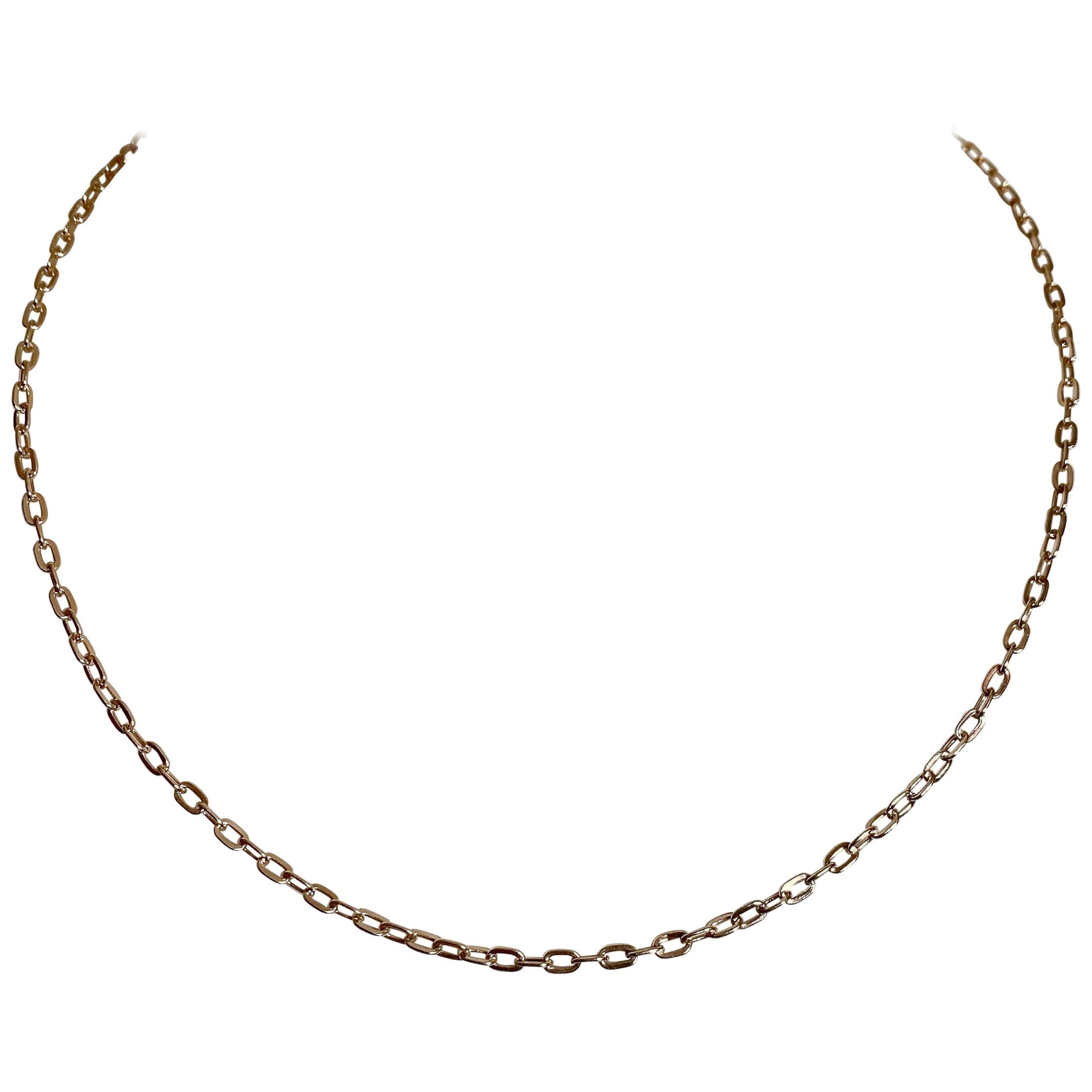 18 Karat Solid Yellow Gold Link Chain Necklace 40cm For Sale