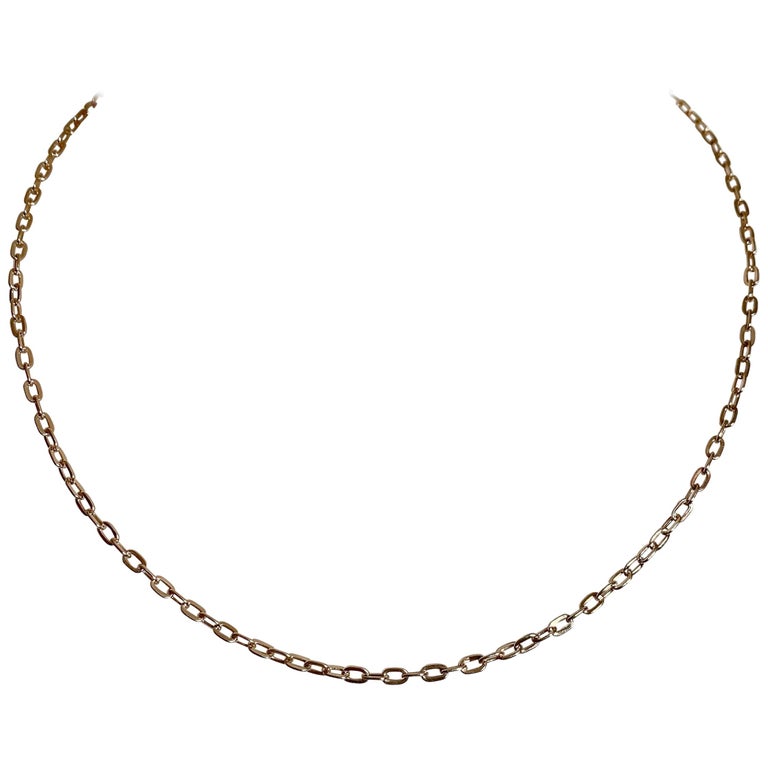 18 Karat Solid Yellow Gold Link Chain Necklace 40cm For Sale