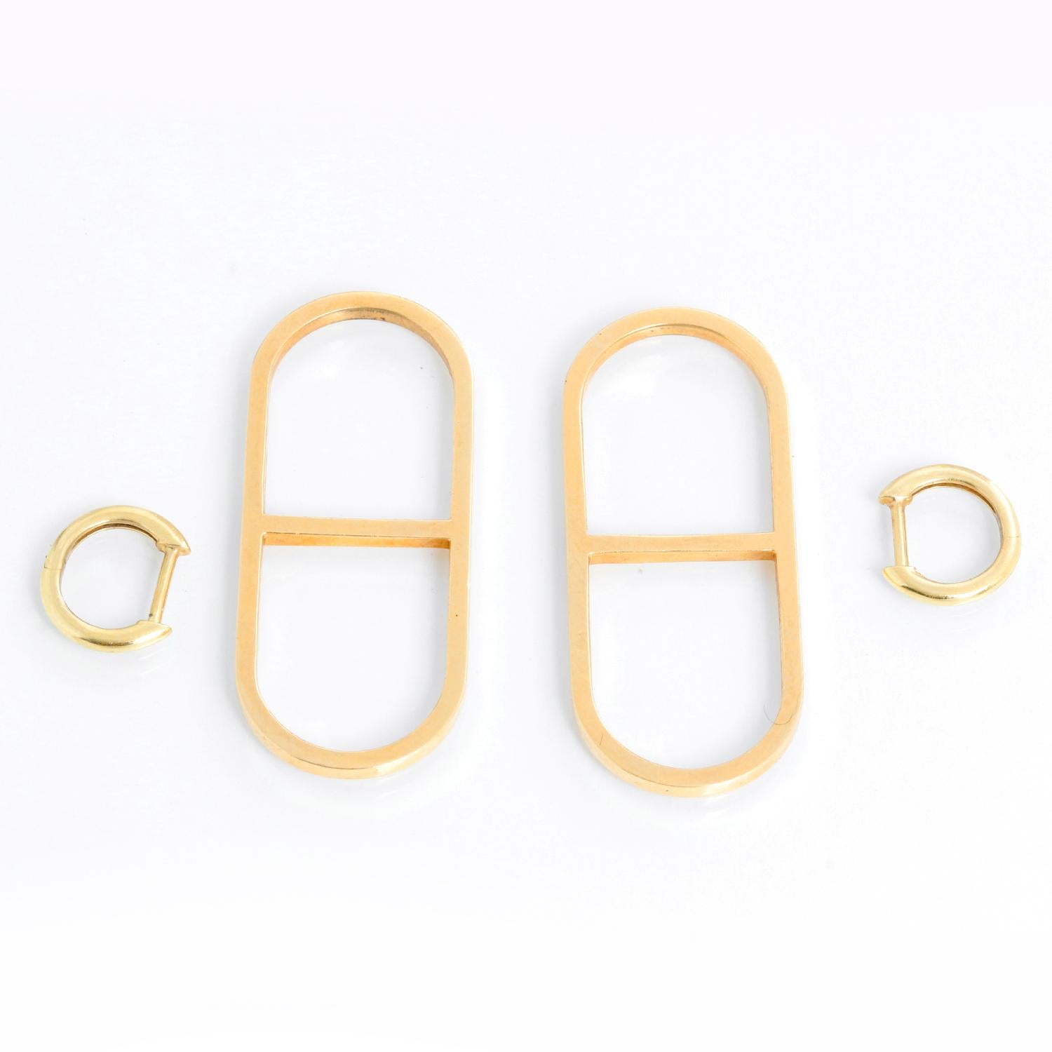 18K Yellow Gold Link Hoop Earrings - . Beautiful hoops with 18K Yellow Gold links. Total weight 11.4 grams.
