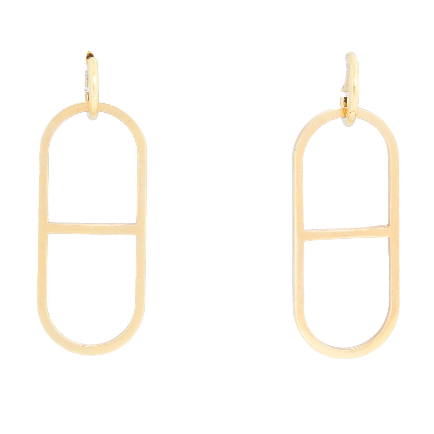 Women's 18 Karat Yellow Gold Link Hoop Earrings For Sale