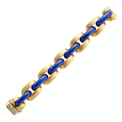 18 Karat Yellow Gold Link Lapis Lazuli Bracelet