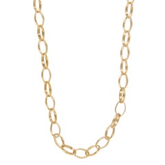 18 Karat Yellow Gold Link Necklace with Diamond Pave' Clasp