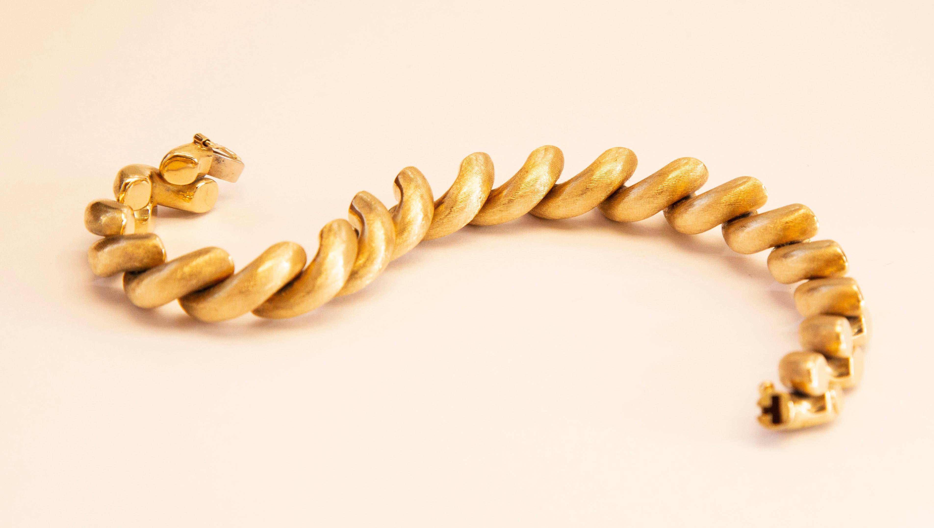 Rétro Bracelet à maillons en or jaune 18 carats de Macaroni de San Marco  en vente