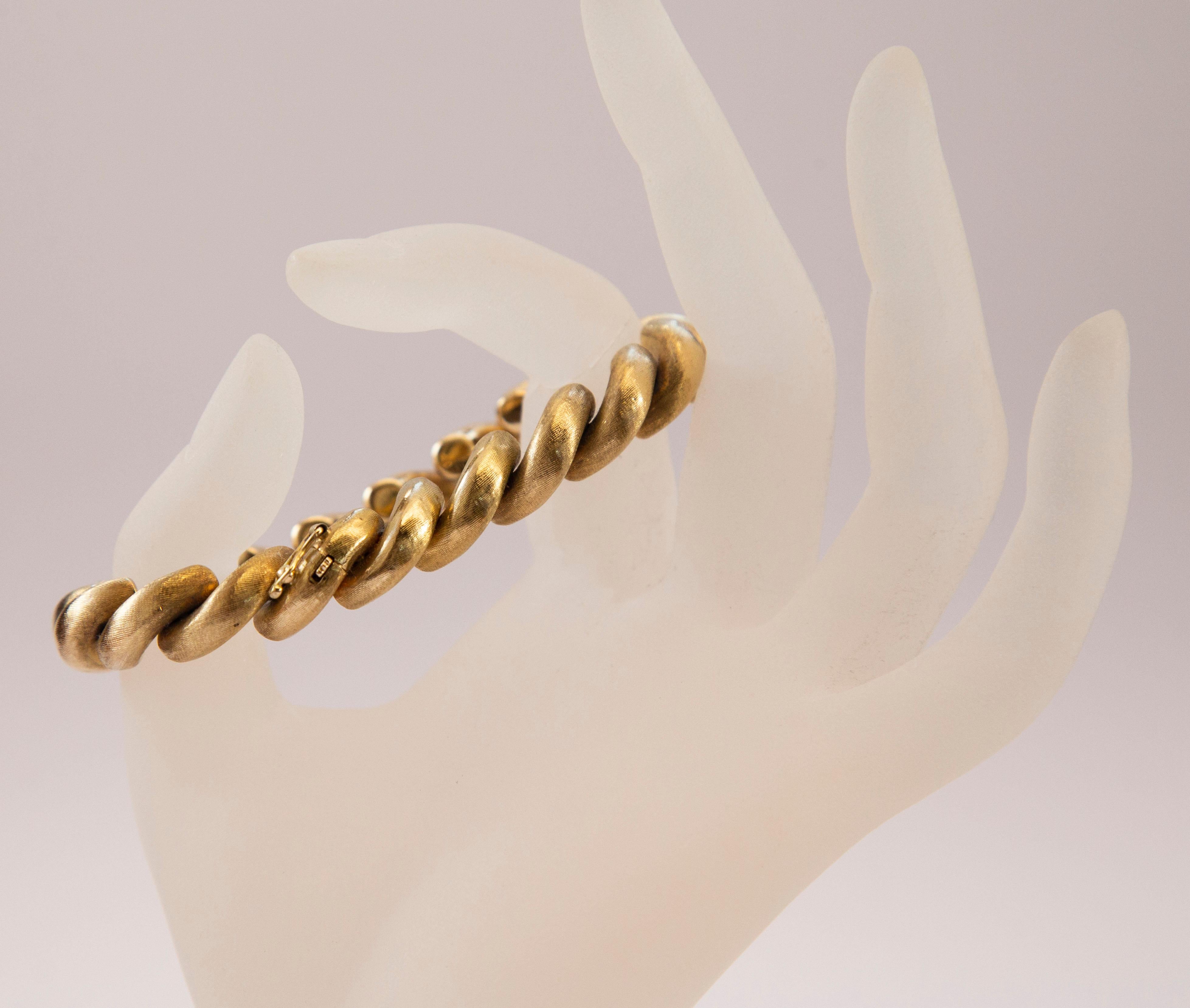 18 Karat Yellow Gold Link San Marco Macaroni Bracelet  For Sale 1