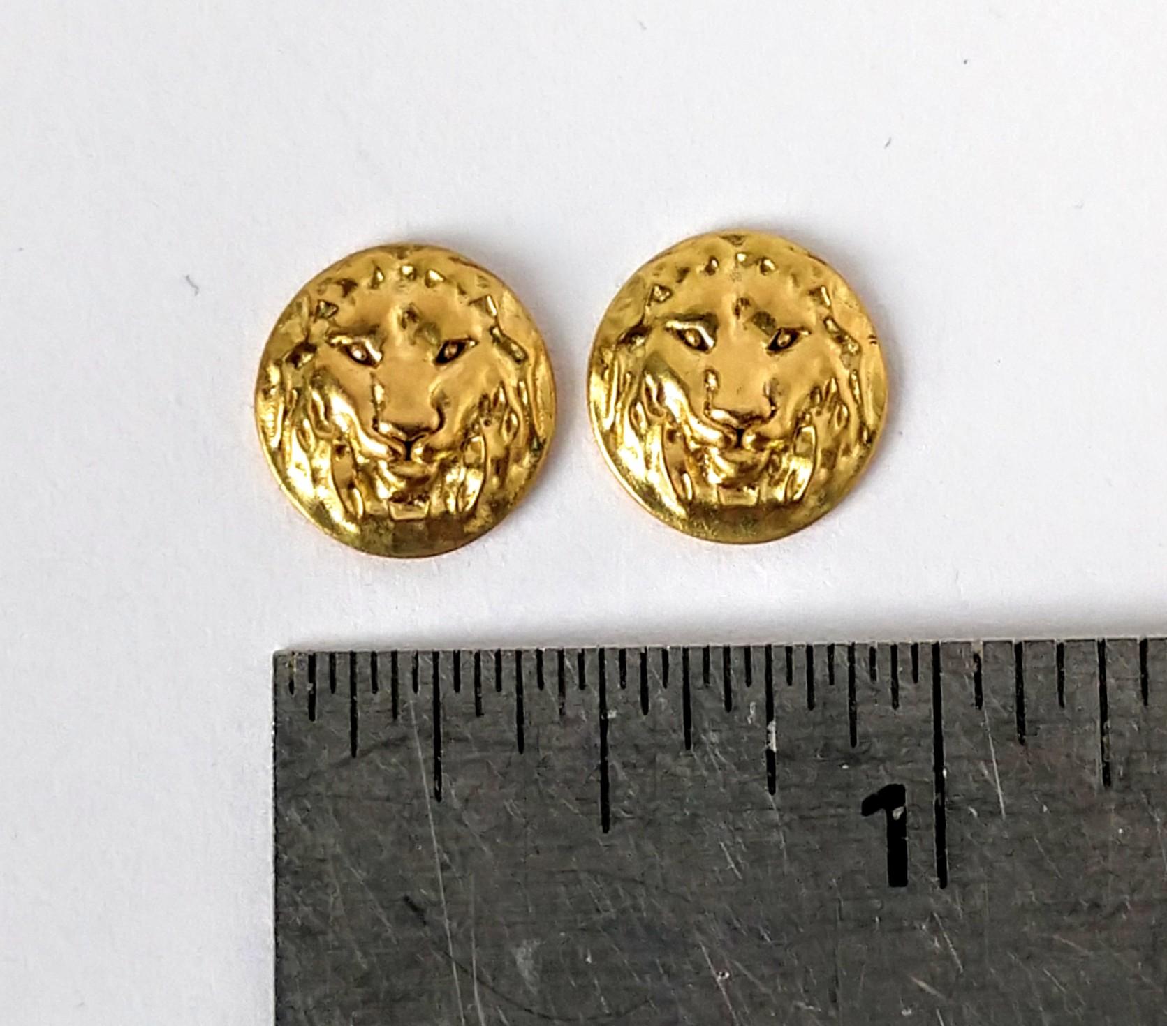 lion earrings gold