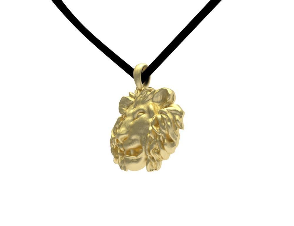 Collier pendentif lion en or jaune 18 carats avec pendentif Neuf - En vente à New York, NY