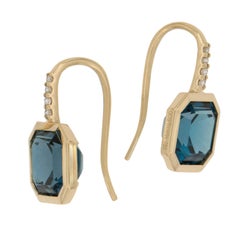 18 Karat Yellow Gold London Blue Topaz Gossip Collection Earrings by Goshwara