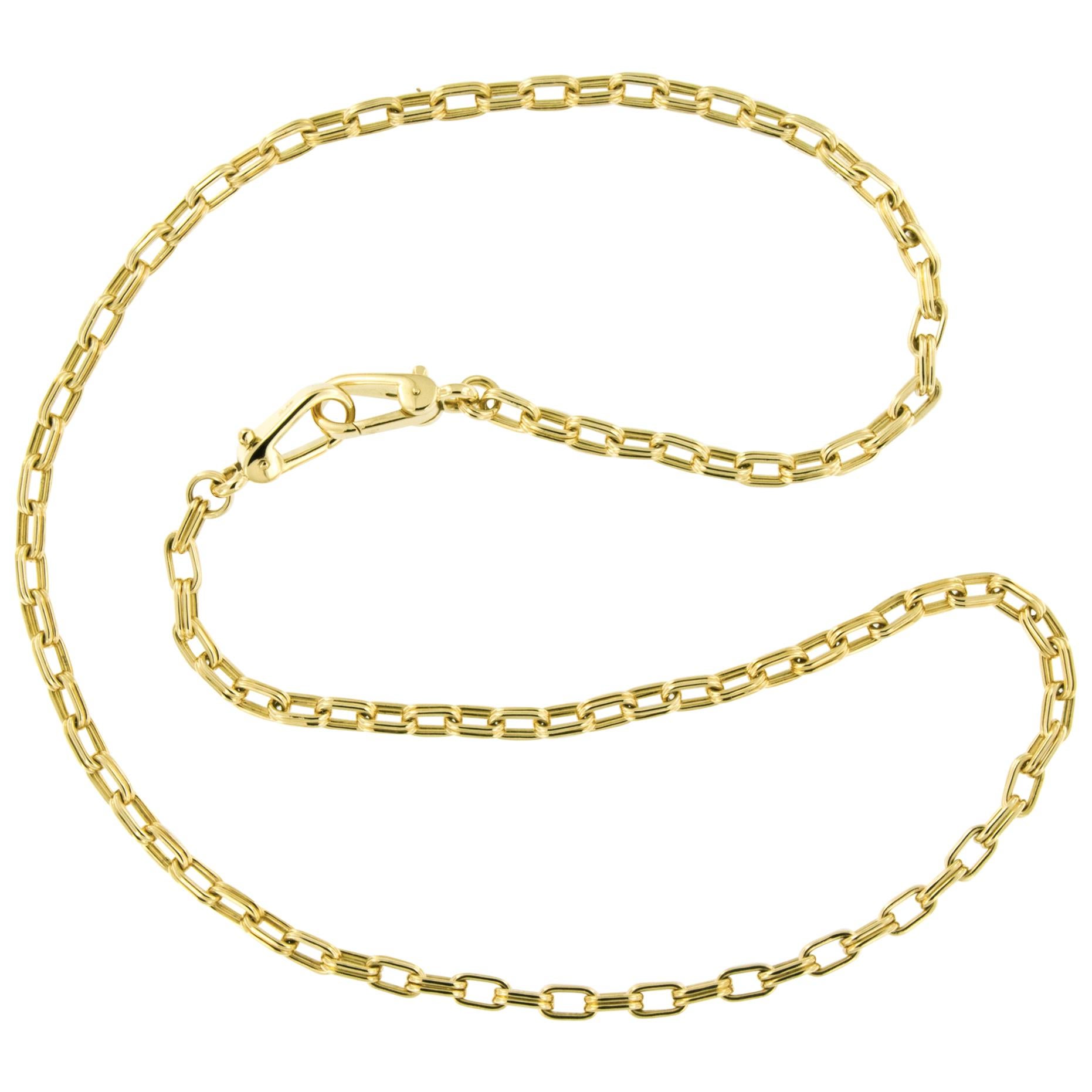 18 Karat Yellow Gold Long Chain Necklace Made in Italy by Designer Pomellato
