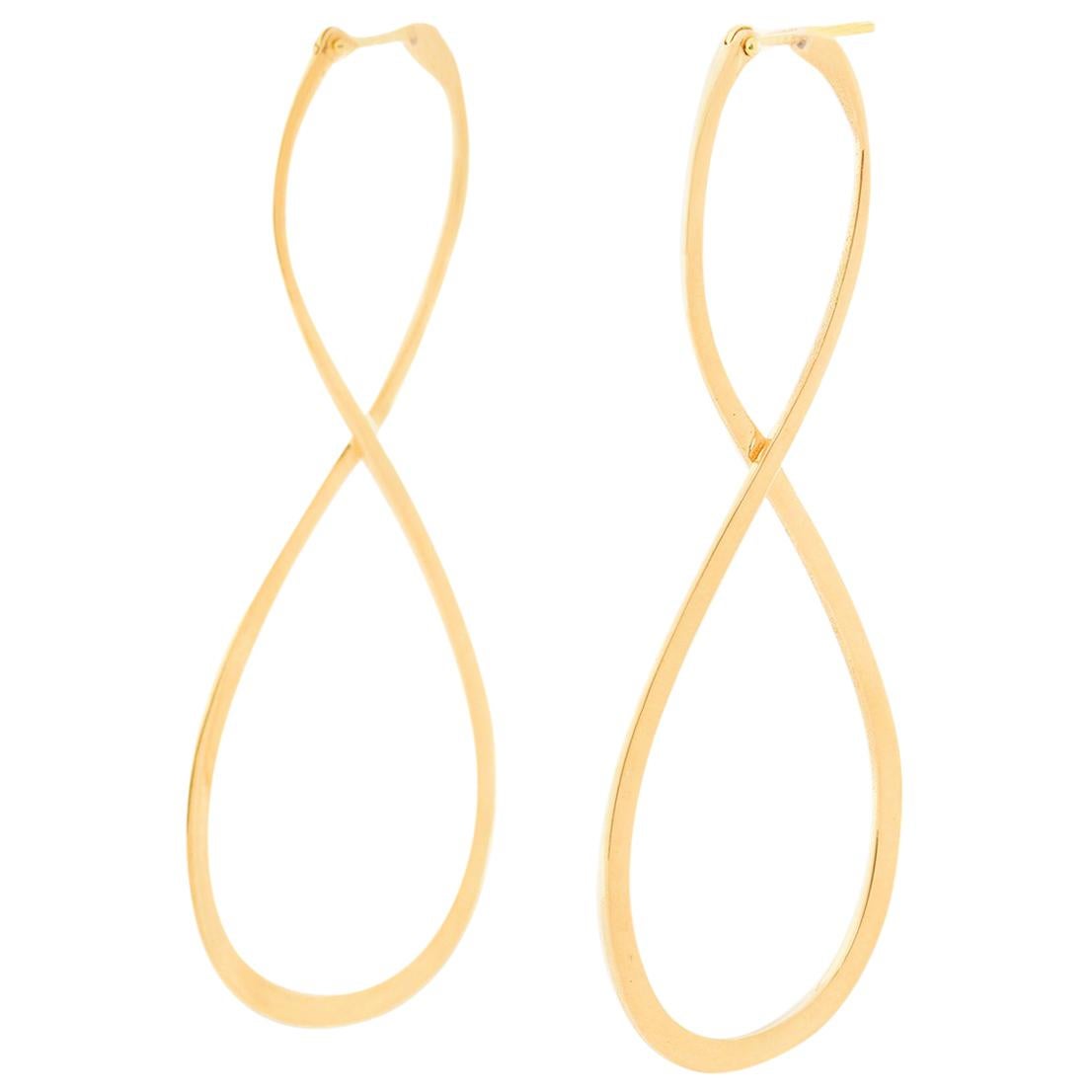 18 Karat Yellow Gold Long Earrings For Sale
