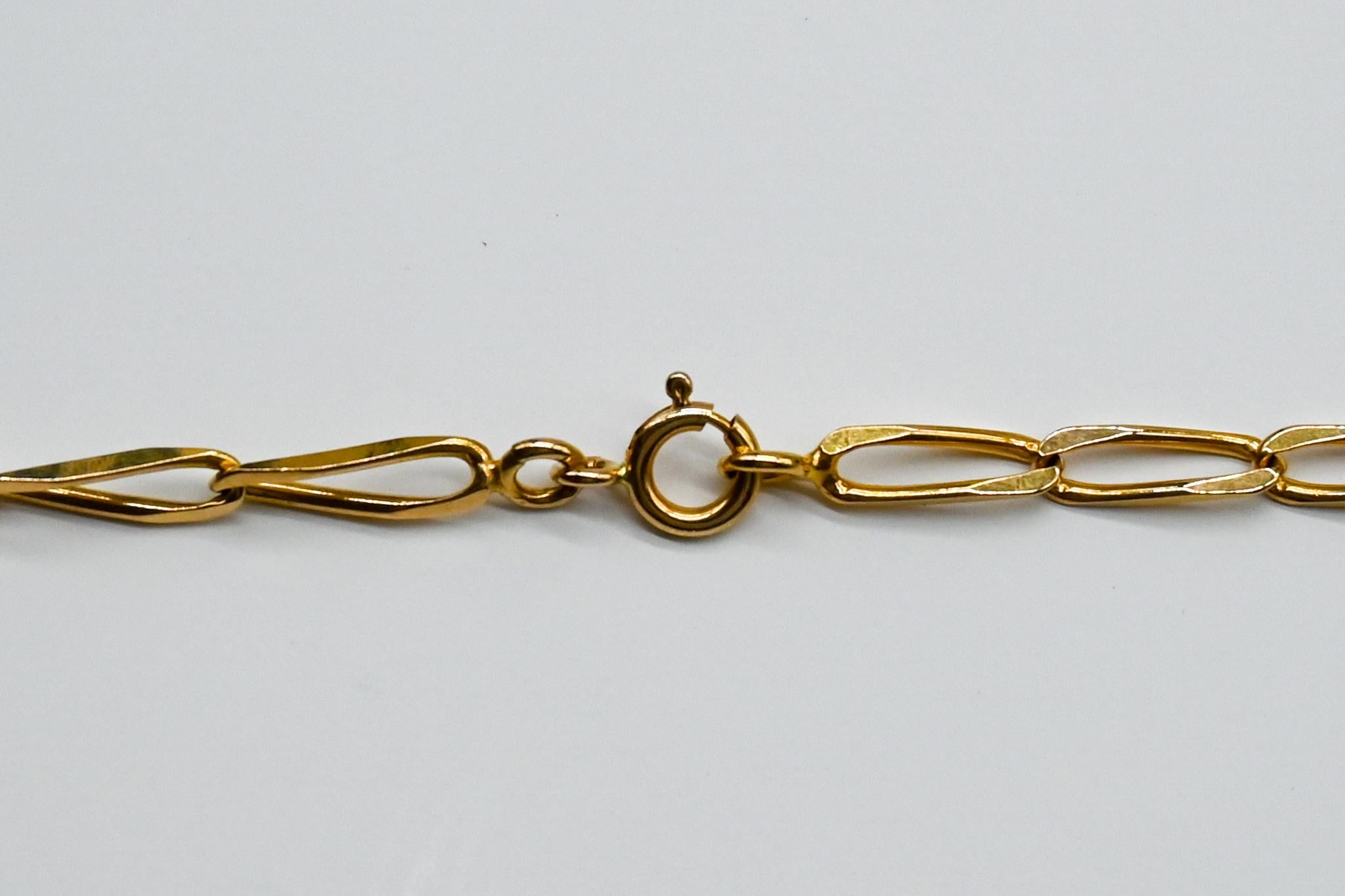 18 Karat Yellow Gold Long Gourmette Necklace For Sale 4