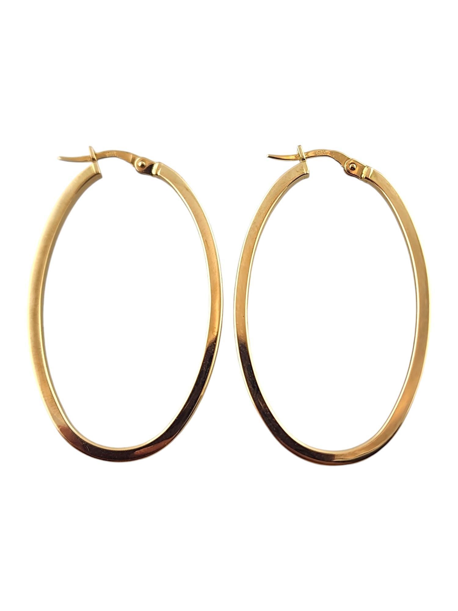 Women's 18 Karat Yellow Gold Long Oval Hoop Earrings #18506