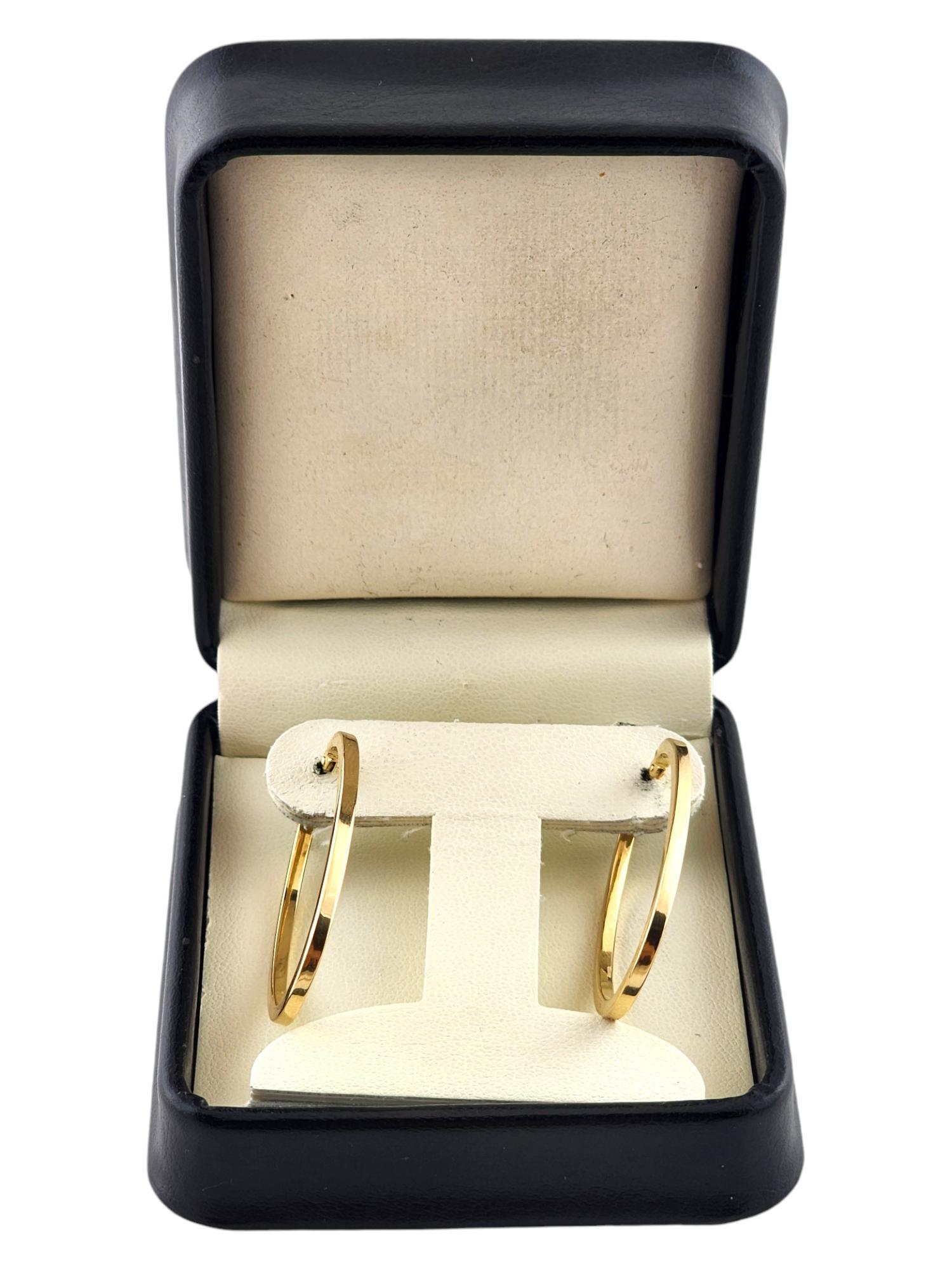 18 Karat Yellow Gold Long Oval Hoop Earrings #18506 3